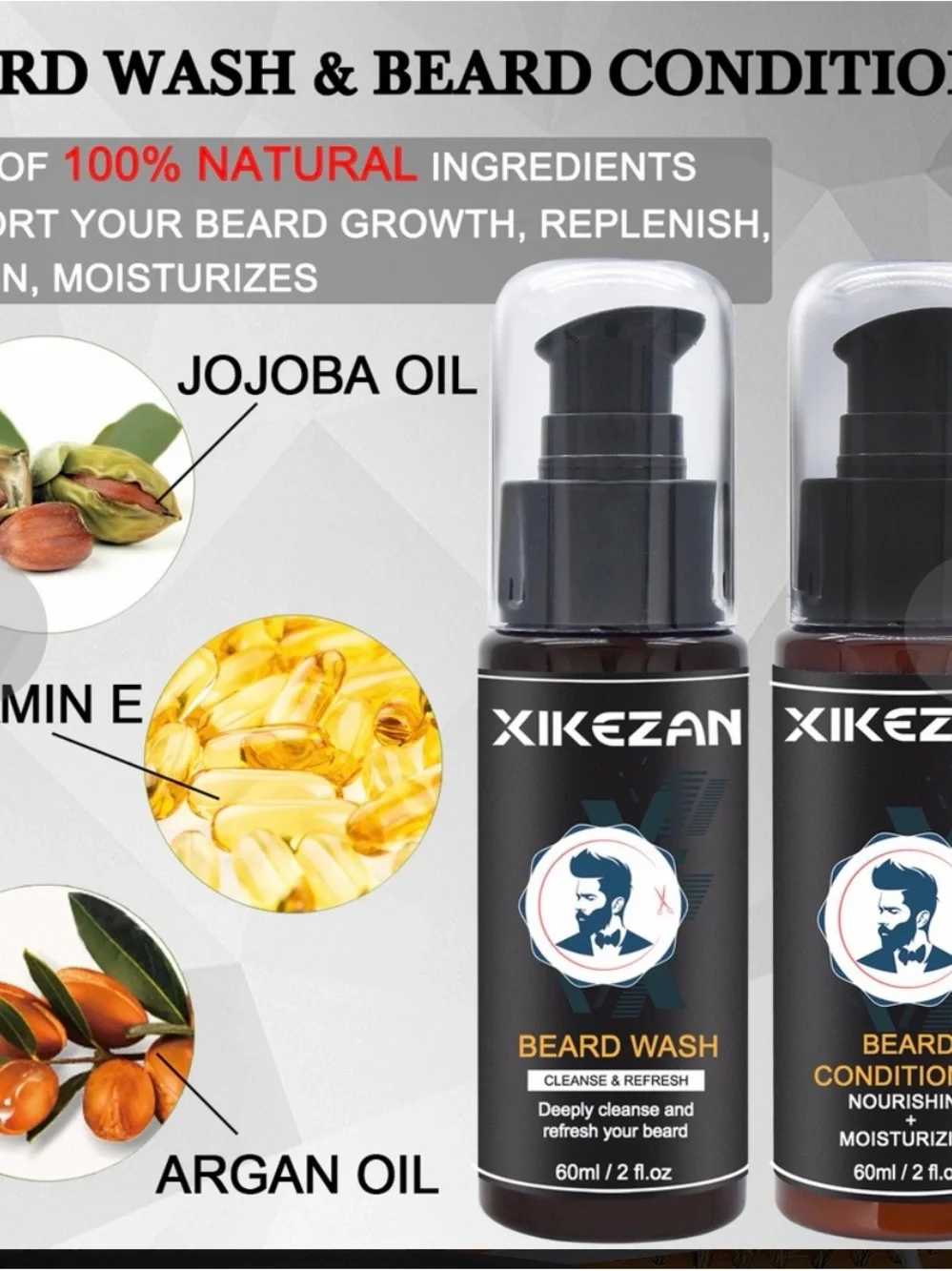 Men's Beard Straightener Beard Care Kit Professional and 100% Pure and Natural